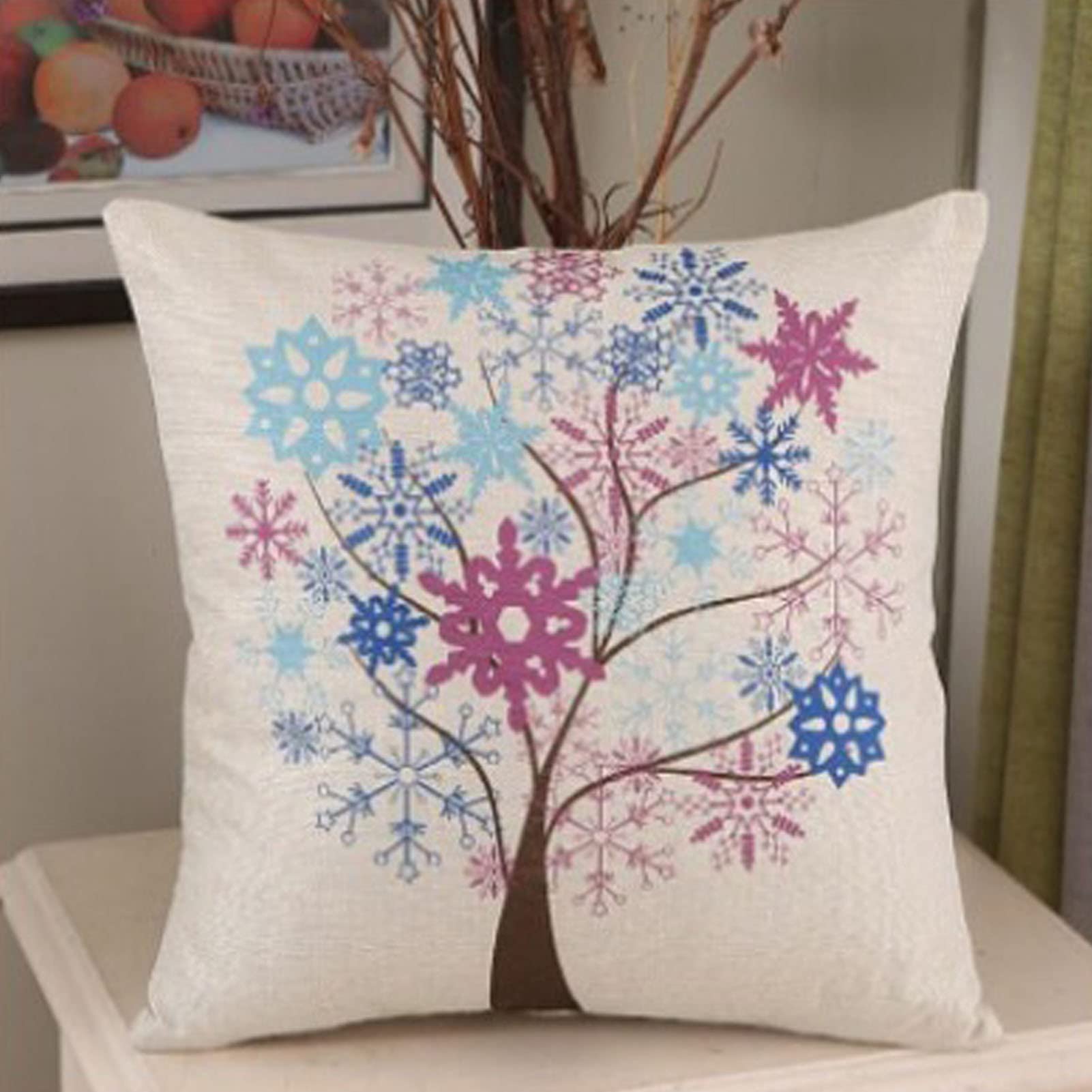 Juego de 4 fundas de cojín de flores de 45 x 45 cm, fundas de almohada decorativas, adecuadas para decoración del hogar, cama, sofá, coche, cintura (4 unidades)