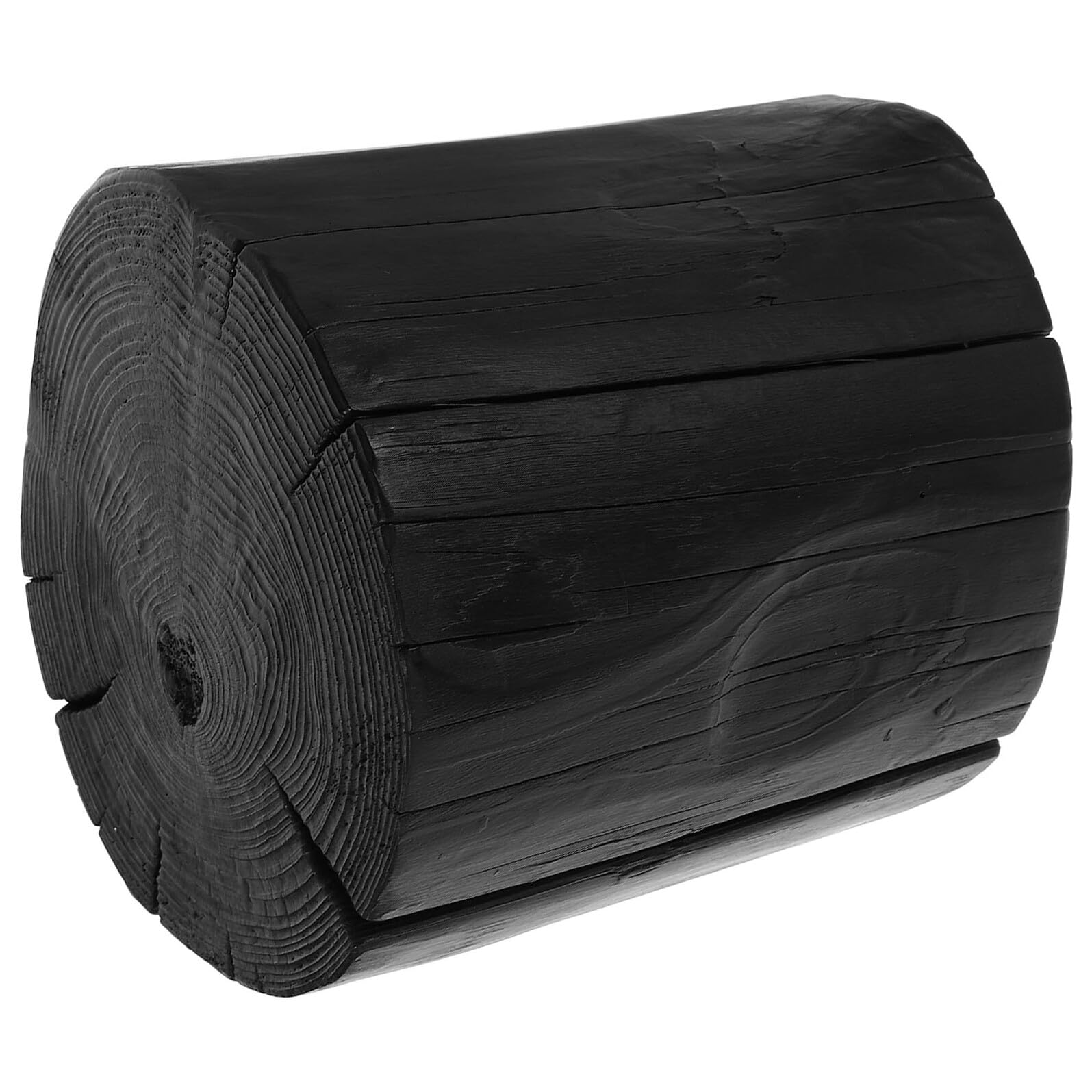 TOYANDONA Tabouret D’Appoint en Bois Massif Noir Carbonisé Tabouret Rond 20 CM Hauteur Porte-Plantes et Table de Chevet Polyvalente Meuble Décoratif Naturel pour Salon et Chambre