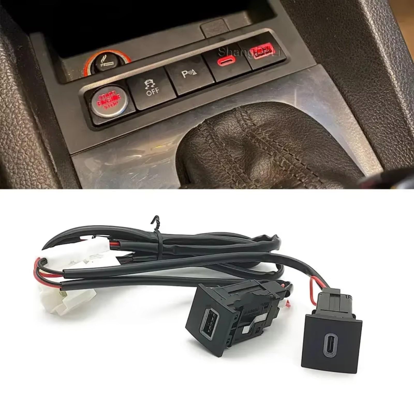 Consola USB Compatible Con VW Para Golf 6 Para MK6 2006-2012 Coche Cargador PD Carga Rápida Adaptador Carga Teléfono Botón De Salida Puerto USB Coche