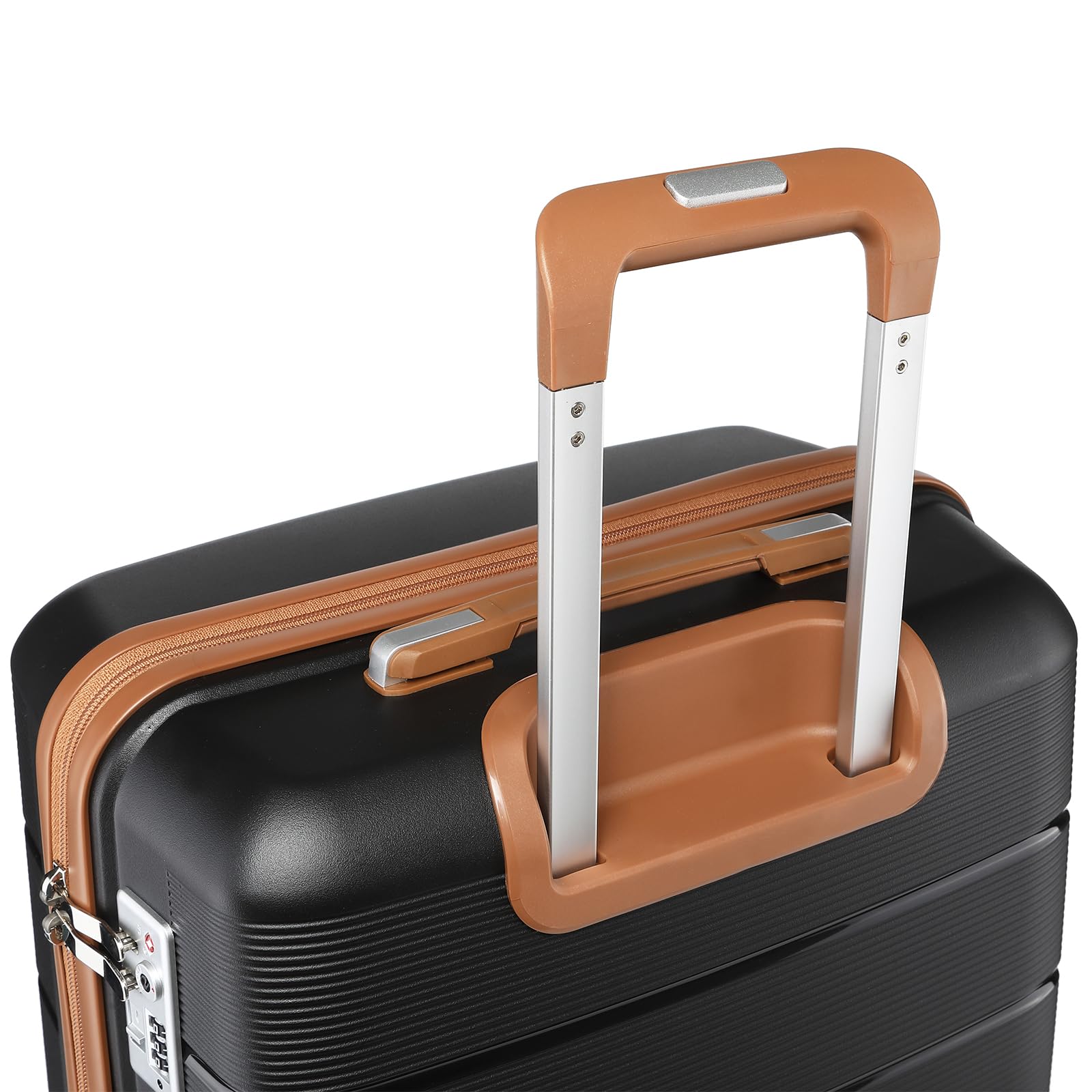 British Traveller Valigia Media 66CM Trolley Rigida PP Leggero con TSA Lucchetto (24pollici, Nero)