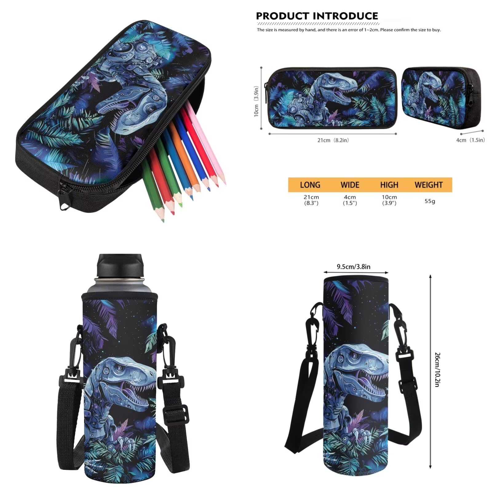 Wanyint Set 4 in 1 zaino per ragazzi, con borsa per libri scolastici, borsa termica per il pranzo, astuccio portaborraccia per bambini