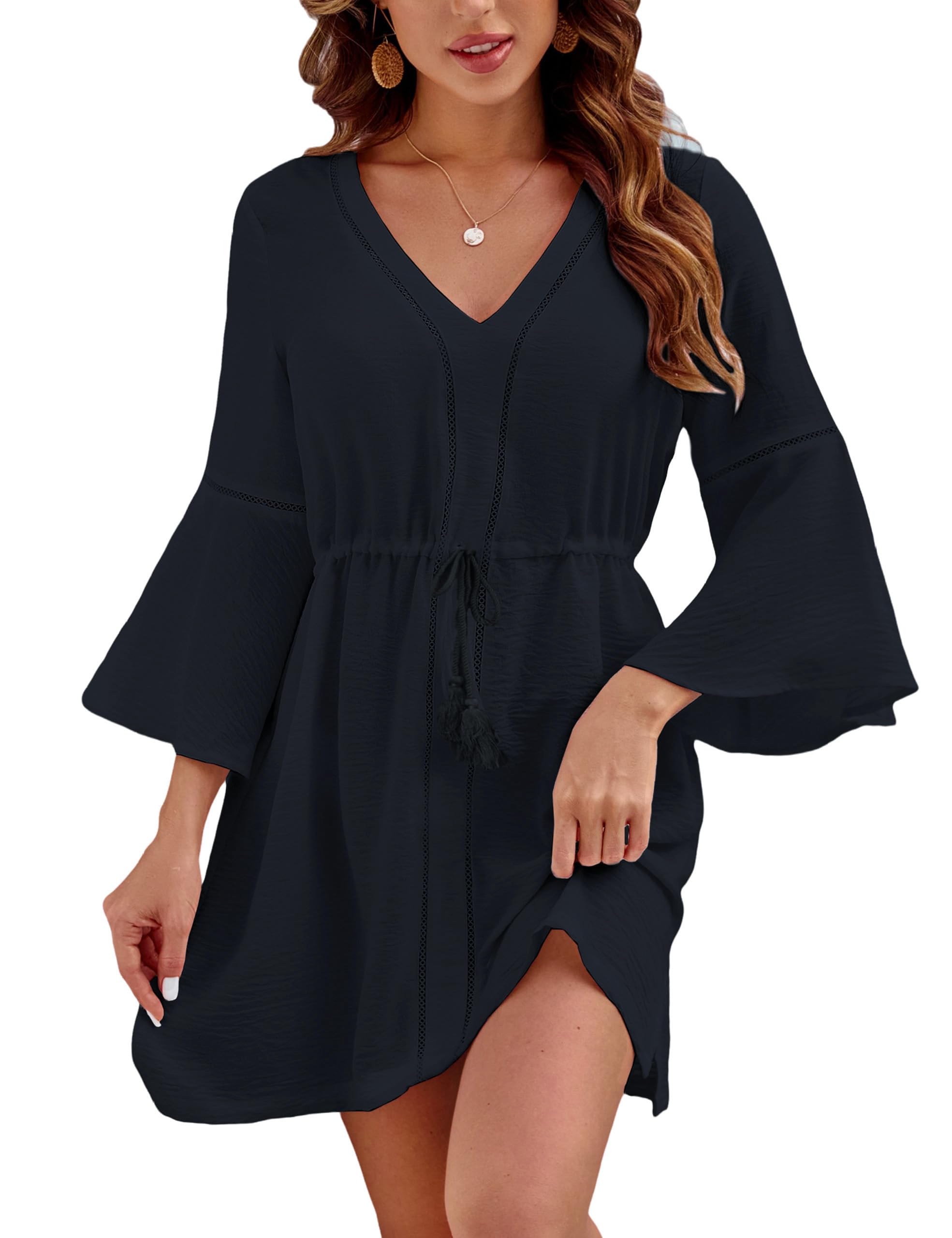  BMJL Women's V-Neck Bathing Suit Cover Ups for Swimming Pool Beach Trips UV Protection
| BMJL Women's Drawstring Beach 