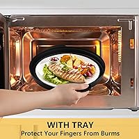 Vista 6 de Cubierta contra salpicaduras de microondas con bandeja de platos, cubierta de silicona para alimentos para microondas con mango antiquemaduras, tapa