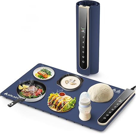 Food Warming Mat for Countertop - Fathers Day & Birthday Gifts for Dad Mom Women Men, 15"x24" Electric Versatile Food Warmers for Parties Buffet with 8H Timer & Adjustable Temperature, Blue