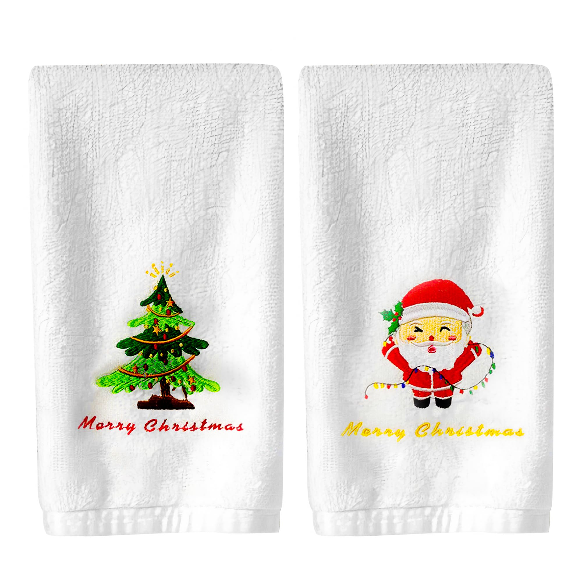 Christmas Hand Towels for Bathroom 100 Cotton Soft Absorbent Kitchen Towels with Embroidery Holiday Decorations 2 Pieces 13