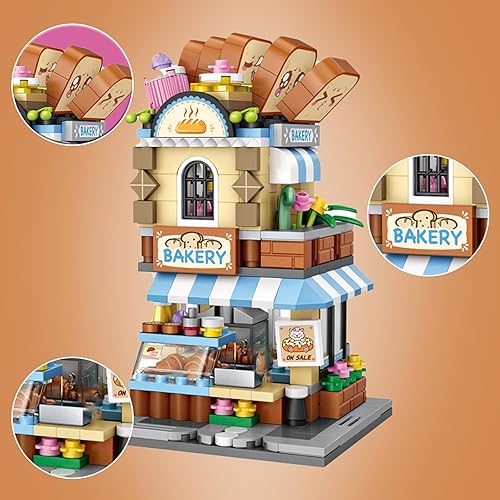 Miniatura 3 de Mini City Shop Street View - Juego de modelos de bloques de construcción, simulación creativa, colección de arquitectura, construcción de