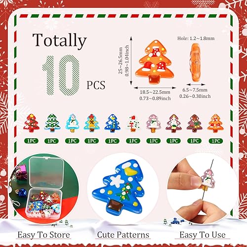 Vista 23 de Cheriswelry 46 cuentas de Navidad para árbol de Navidad, muñeco de nieve, guantes de hombre de jengibre, medias de cuentas surtidas, manualidades