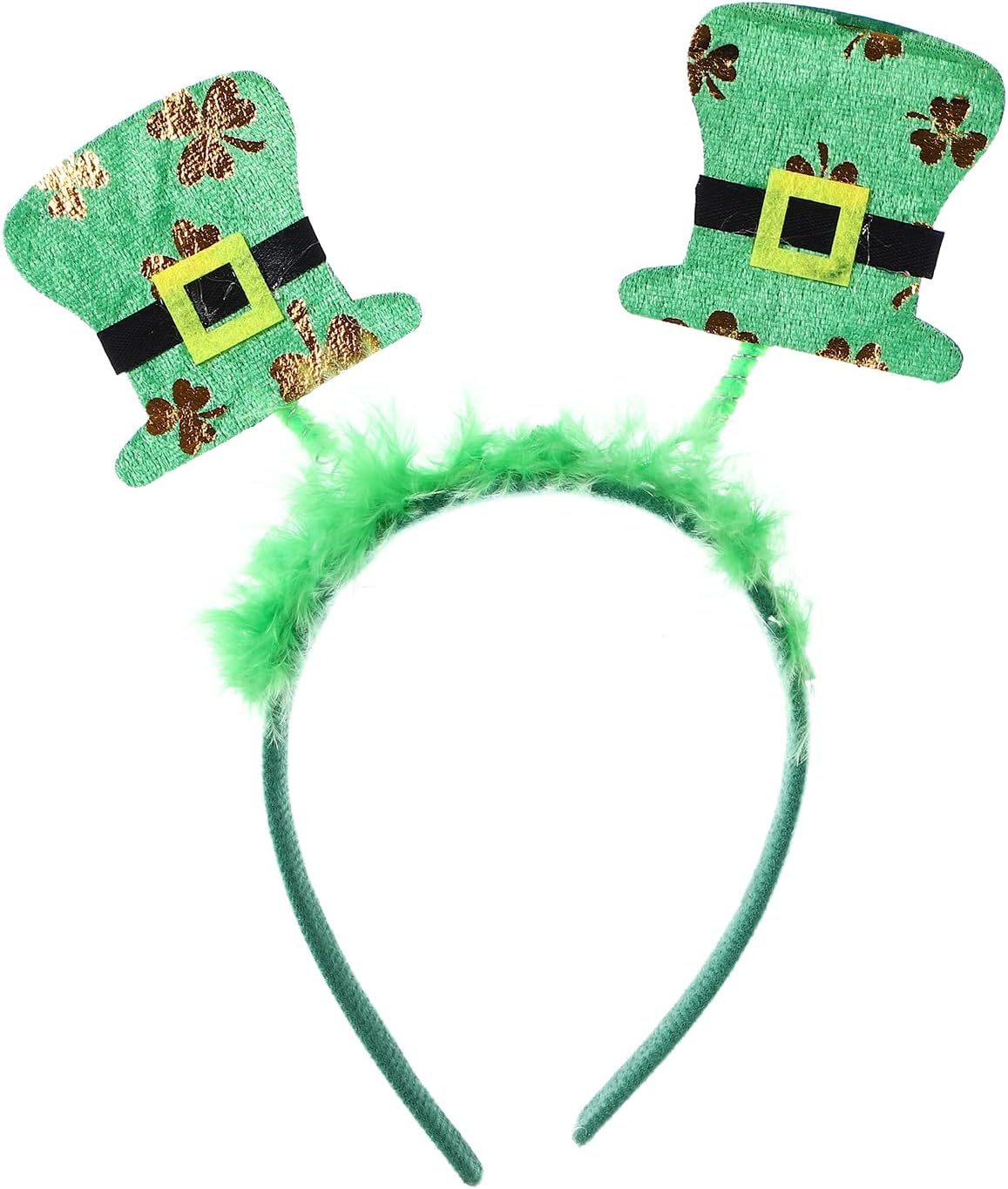 6 Pieces St. Patrick’s Day Party Decoration Shamrock Clover Hat Headbands (1pair hair clips included)