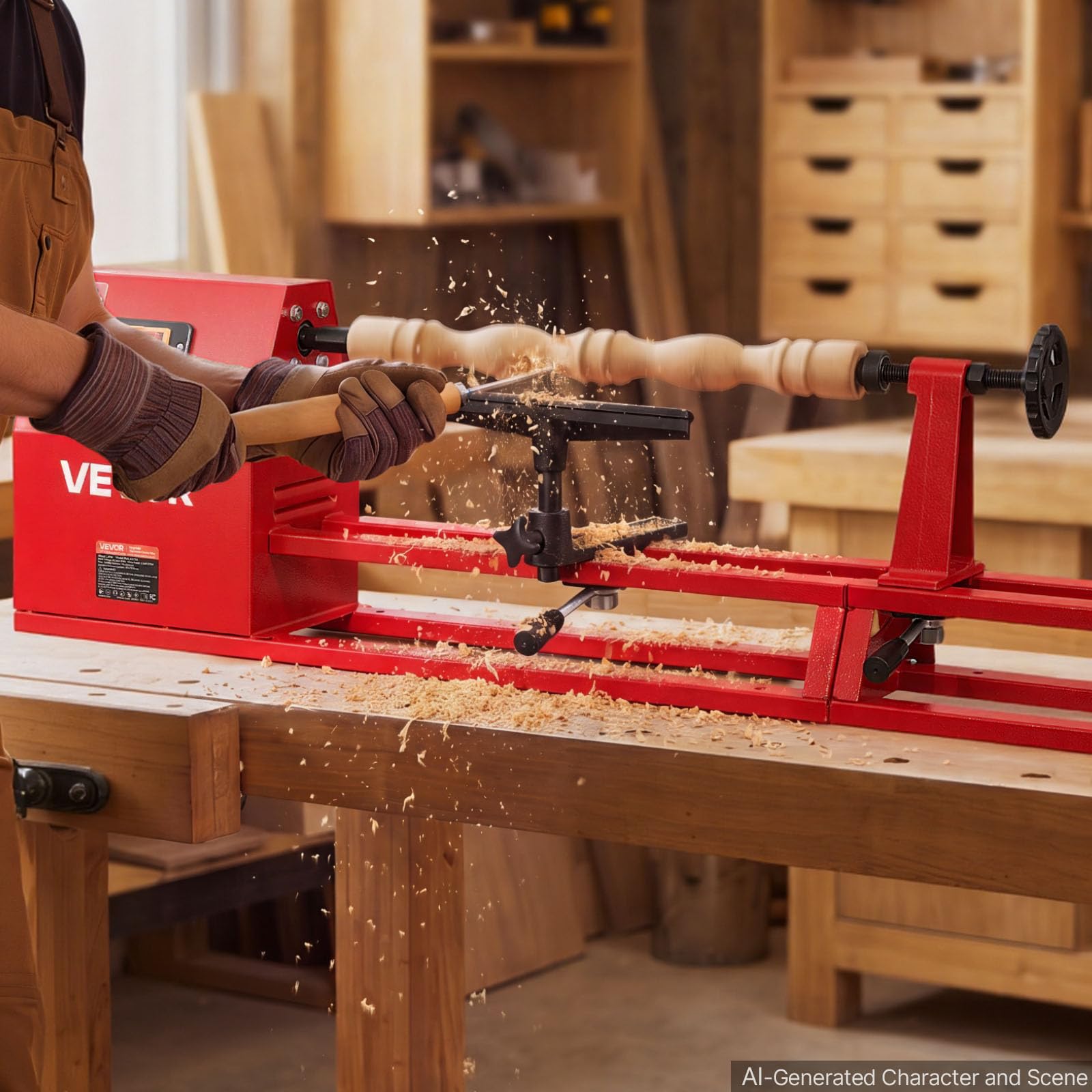 VEVOR Tornio per Legno da Banco 375 W 355 x 1016 mm 4 Velocità Regolabili