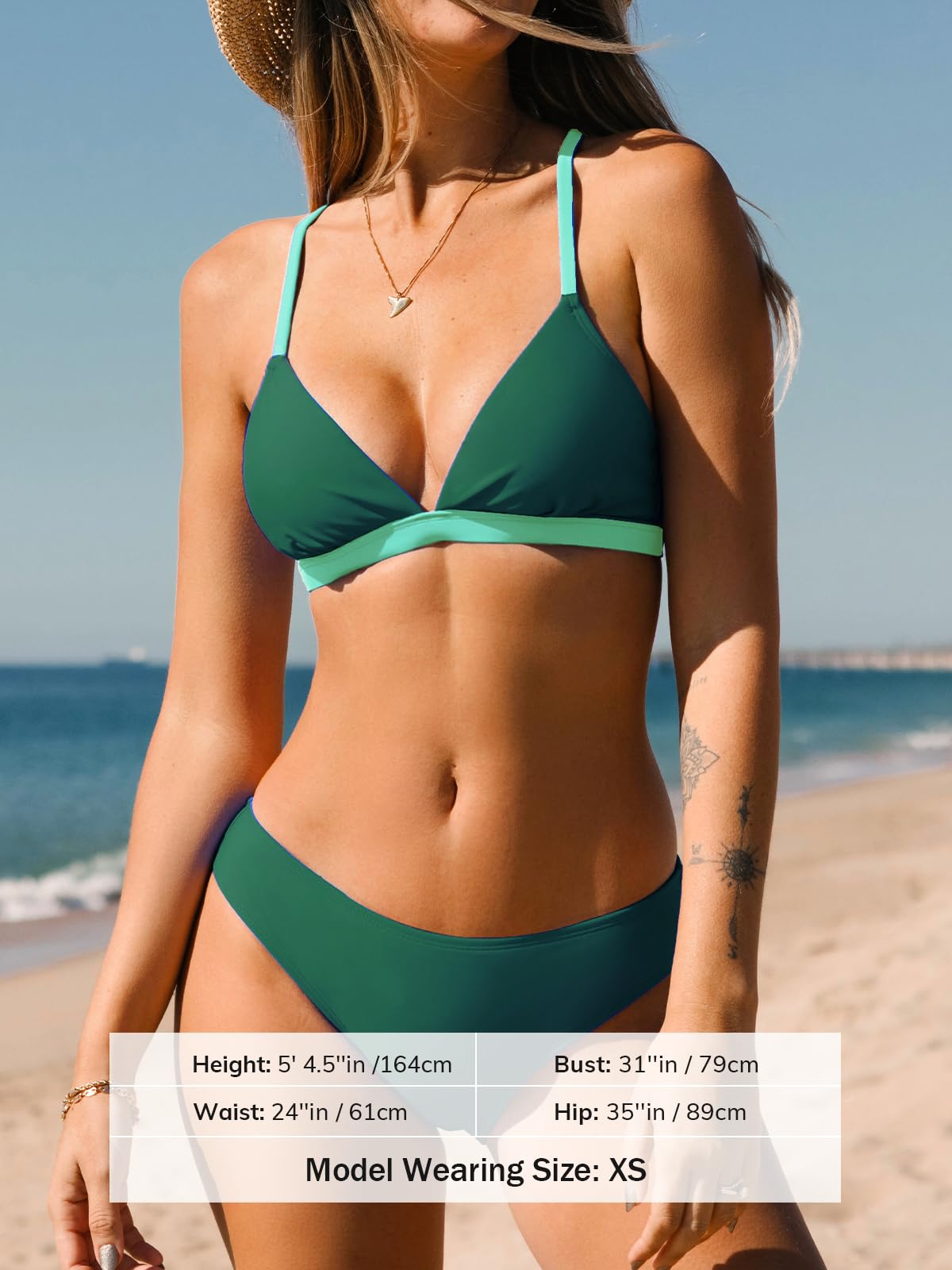 CUPSHE Conjunto de Bikini Top Triangular Tanga Traje de Baño de Dos Piezas