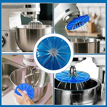 Stand Mixer Whisk Scraper Attachment, Anti-Splatter Splash Guard for 6-Wire Whisks, Compatible with 4.5QT & 5QT Tilt-Head Mixers, Mixer Wiper Compatible with Kitchenaid, Blue