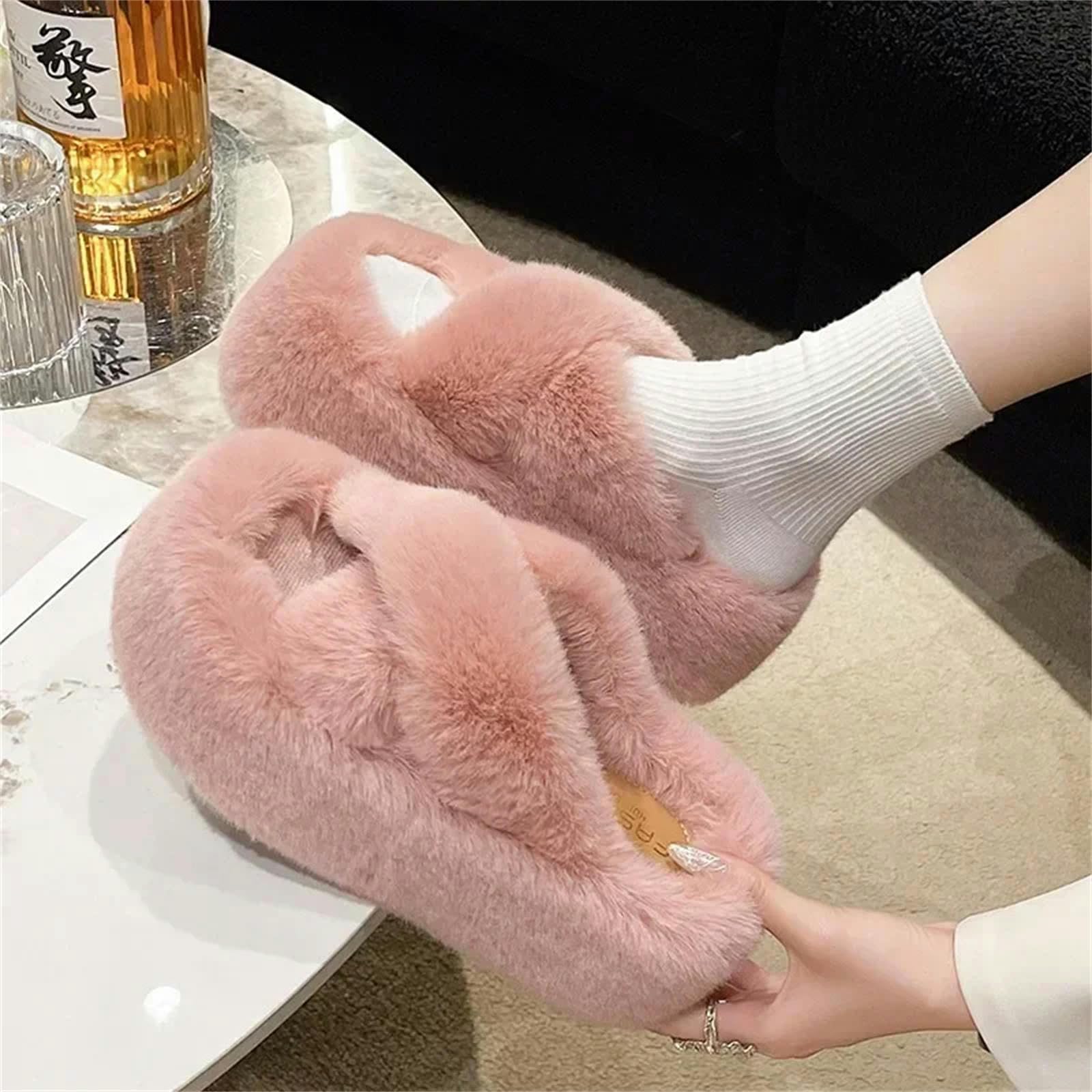Pantofole Donna Invernali Donna Pelosa Signore Finta Pelliccia Di Lusso Fluffy Pantofola