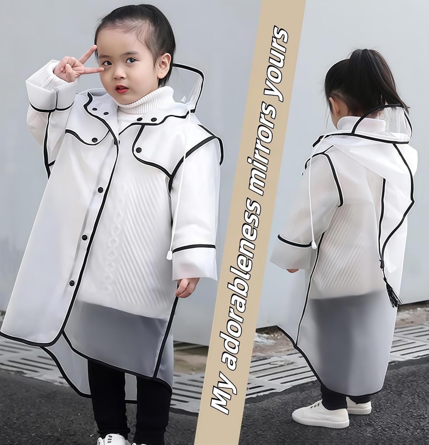 Kids Raincoat EVA Rain Poncho,Portable Hooded Poncho Jacket Rain Coat for Boys Girls Children - Image 6