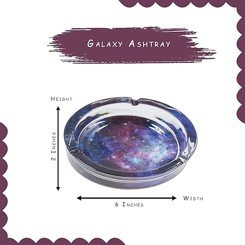 Miniatura 3 de Cenicero de cristal Galaxy extra grande de 6.0 pulgadas, perfecto para salas de fumar, patios y eventos al aire libre, duradero y fácil de limpiar