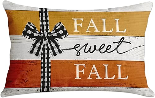 Funda de almohada de otoño para decoración del hogar, color naranja otoño, Acción de Gracias, otoño, dulce otoño, funda de almohada decorativa de 12