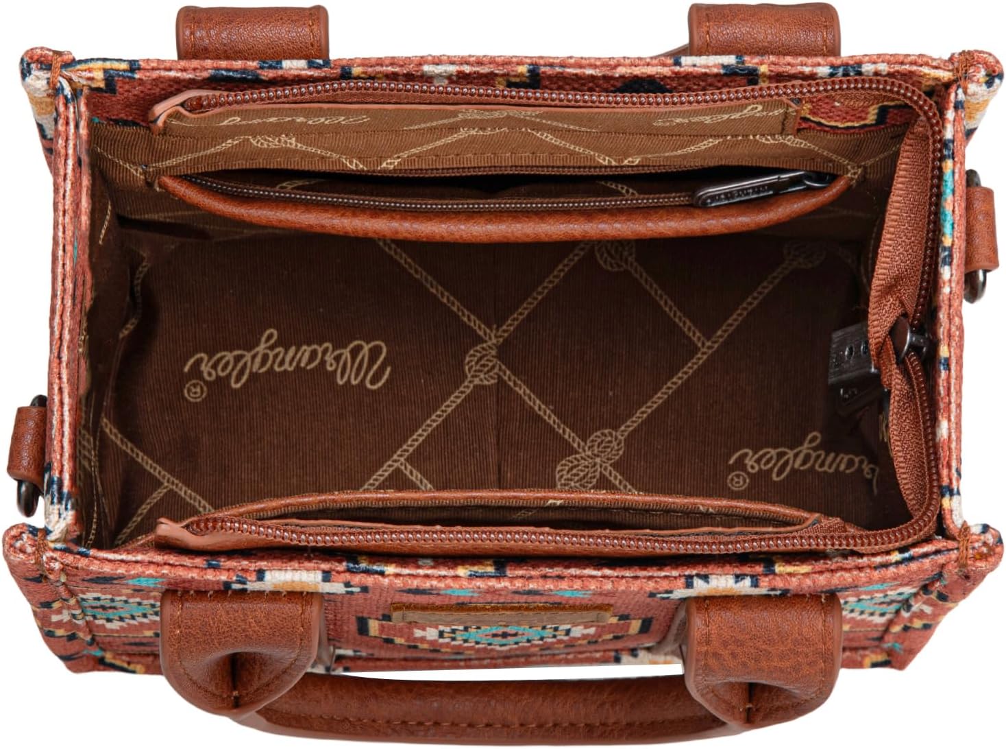 Wrangler Mini Aztec Tote Bag for Women Boho Small Top Handle Purse with Adjustable Strap - Image 4