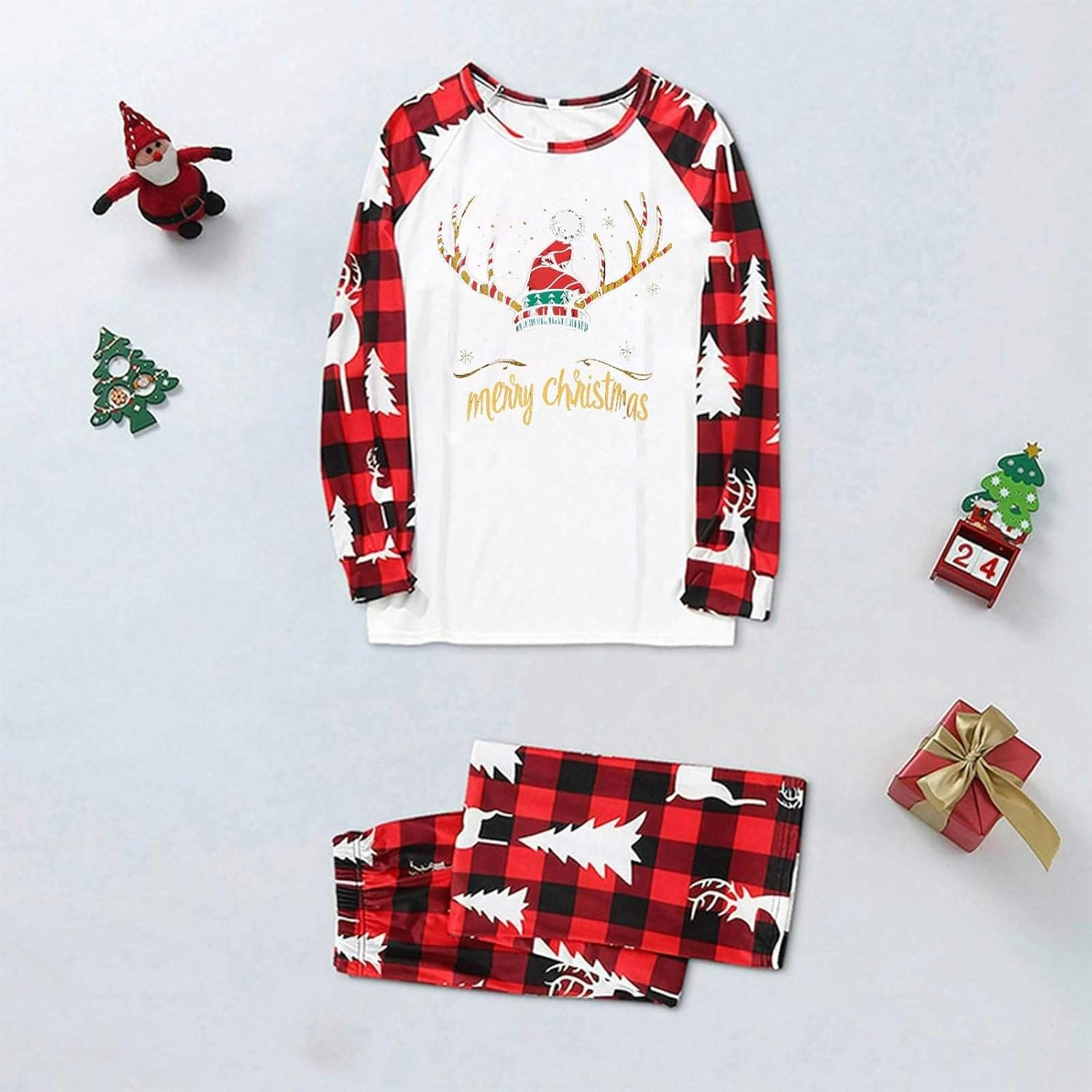 YRAETENM Matching Christmas Pajamas for Family Xmas Holiday Jammies Family Christmas Matching Sets Cute Sleepwear Pajamas