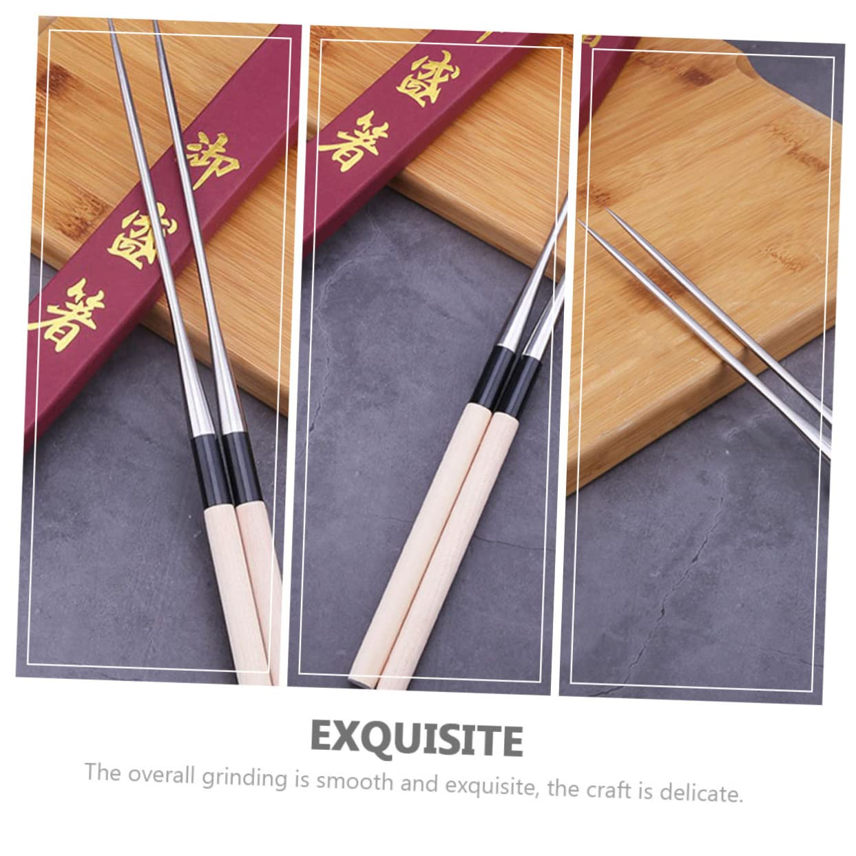 Baguettes Cuisine Japonaises à Pointe Fine en Acier Inoxydable 165 Mm, Légères et Réutilisables, pour Sashimi et Sushi la Maison Restauration,