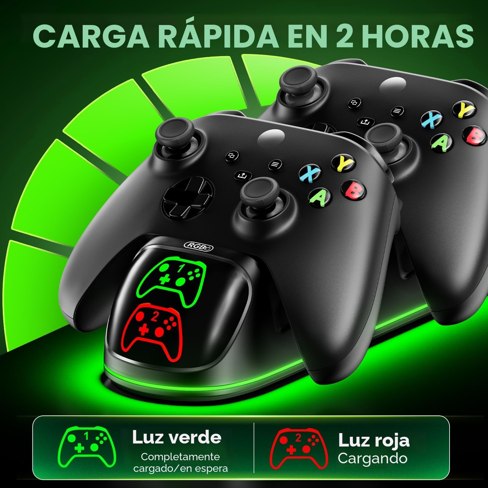 OIVO Cargador Mando Xbox con 2x5580mWh Bateria Mando Xbox para X-Box One/Series X/S, Bateria Mandos X Box X para Mandos X Box Series X/S/One, Negro
