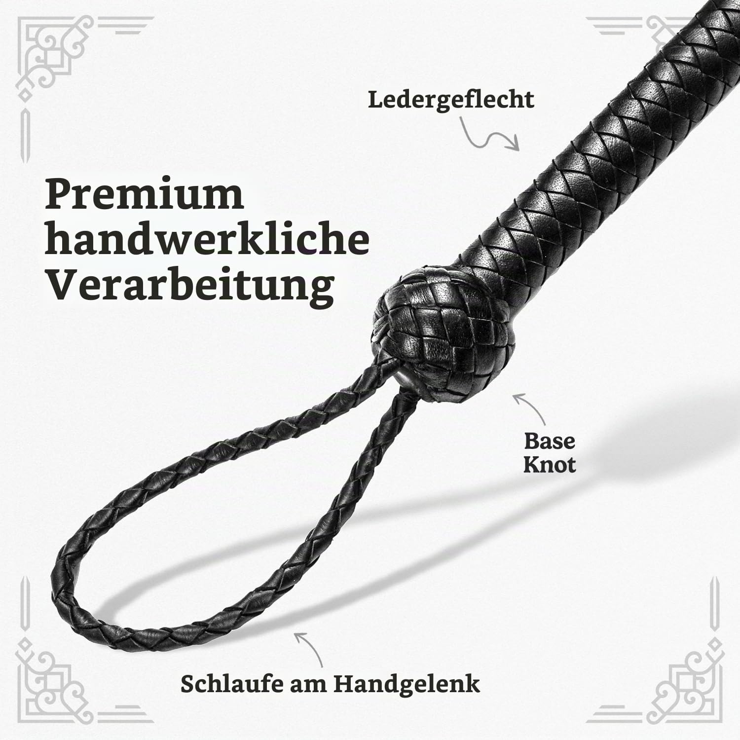 Indiana Jones Style Bullwhip Echtes Rindsleder, Reitpeitsche, schwarz, 0,9 m, 1,2 m, 1,8 m und 2,4 m lang für Reitsport