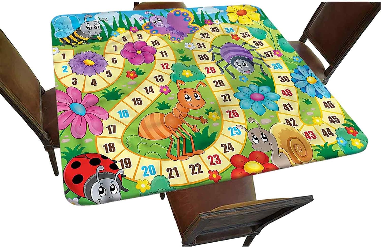 Amazon.com: Board Game Decorative Elastic Edged Square Fitted Tablecloth,Kids Theme Spring ...