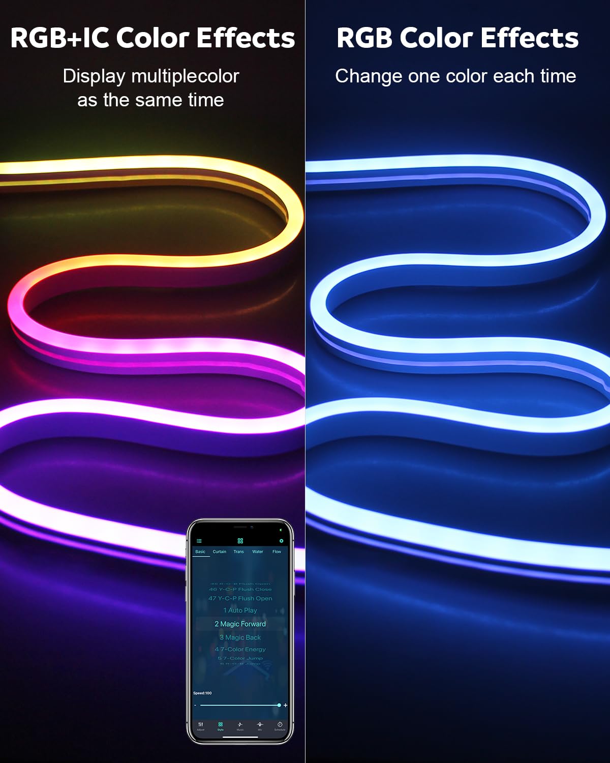 Aclorol RGB LED Neon Strip Lights 2M 5V USB Addressable LED Rope Strip Dimmable LED Neon Flex Music Sync with App Control Waterproof for Bedroom Indoor Outdoor Gaming Room Bar Party Decoration - Image 2