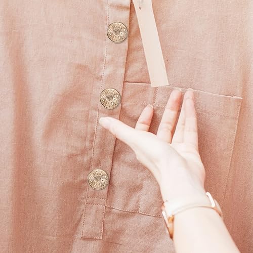 Miniatura 3 de SUPVOX 30 botones metálicos para abrigos, chaquetas, redondos, planos, de repuesto, hebilla hueca, costura para bricolaje, suéter (oro claro, 0.71