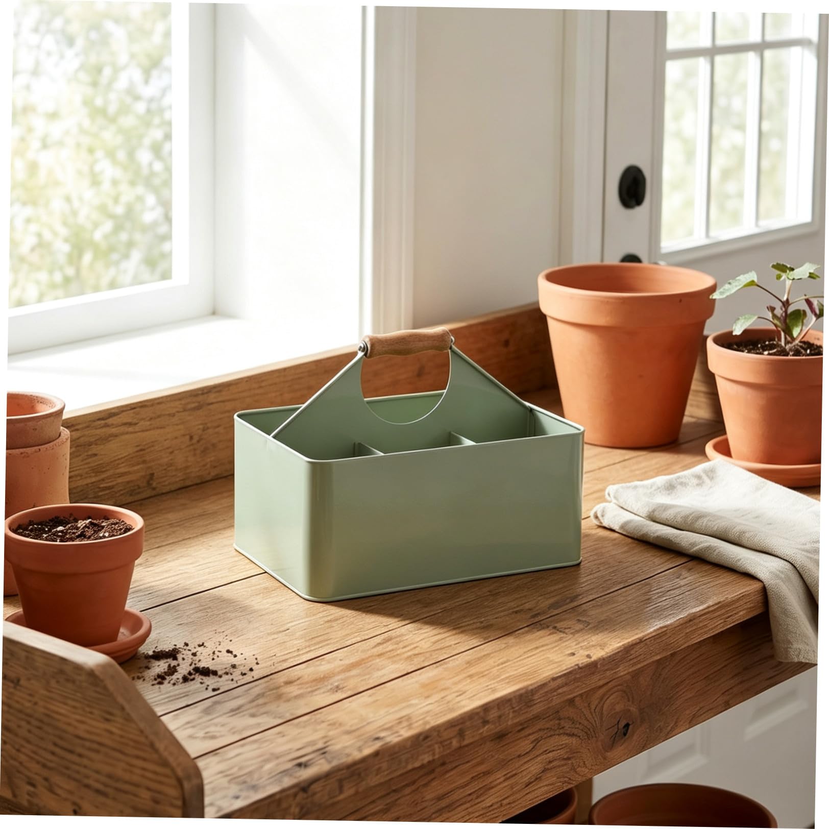 Alipis Boîte de Rangement pour Semences de Jardin à 4 Compartiments en Fer