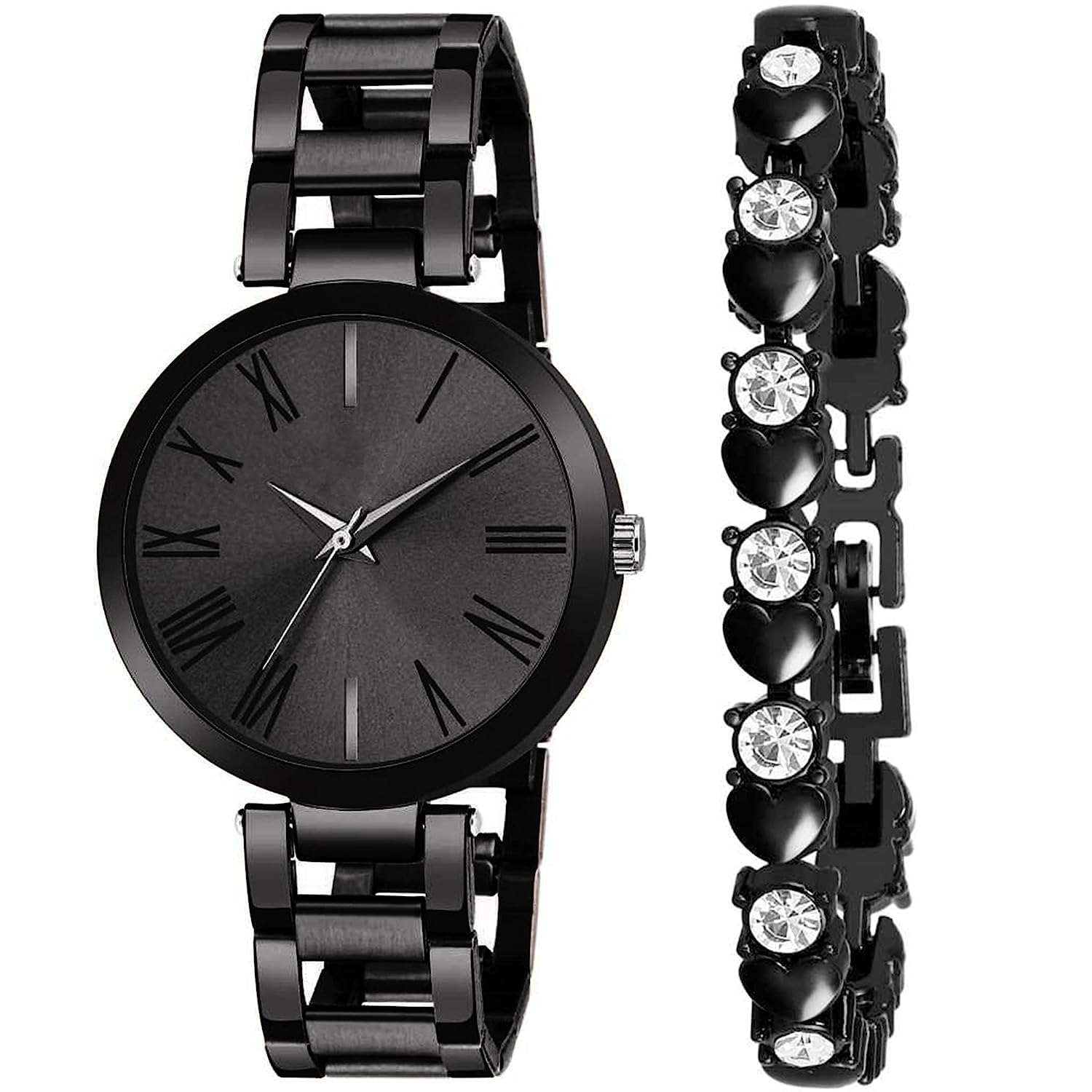 KE GALLERY Women and Girls Analog Dial Watch with Gift Bracelet Pack of 2 (Black-00013) (Black) (B0CD77866G) Amazon Price History, Amazon Price Tracker