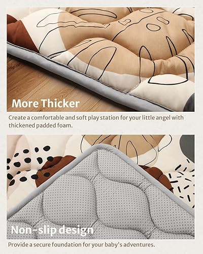 Miniatura 5 de Blissful Diary Tapetes de juego para bebé, 47 x 47 pulgadas, tapete de espuma acolchado más grueso para bebés y niños pequeños, antideslizante y
