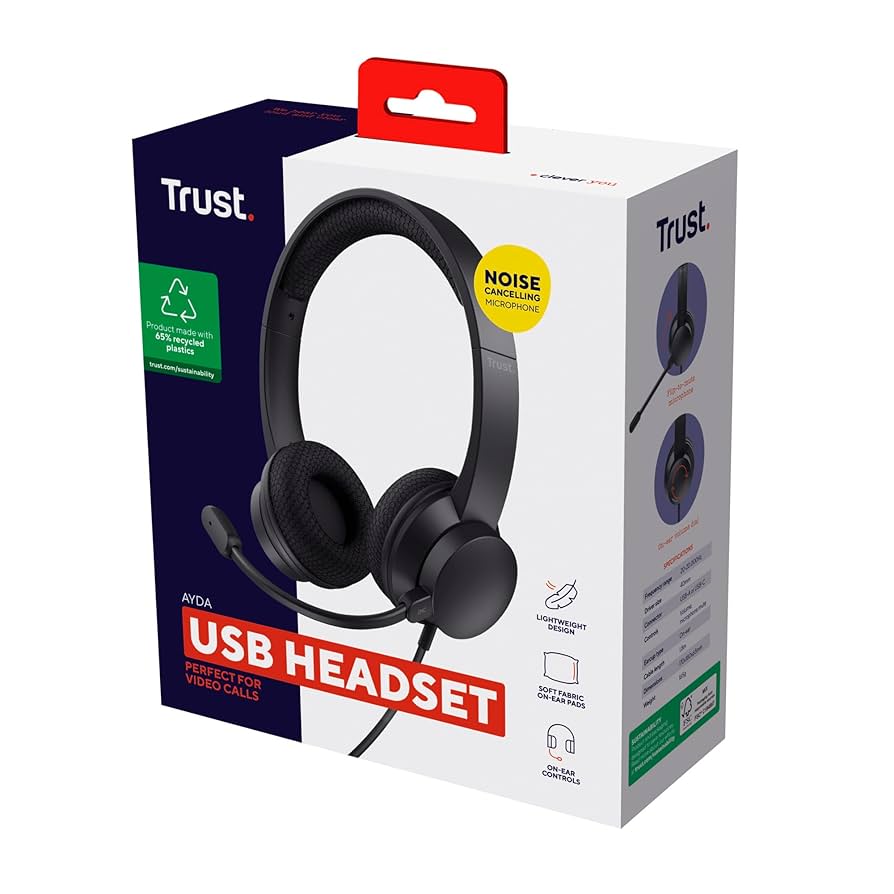 【.st】 Amazon.com: Trust Ayda On-Ear USB PC Headset with ENC Noise
