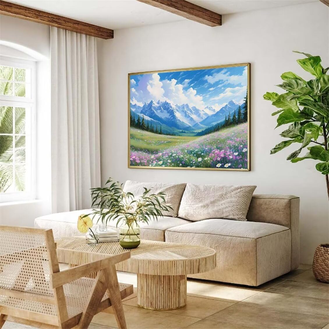 Zestawy do malowania po numerach, obraz olejny z 3 pędzlami i zestawem do malowania akrylowego, 61 x 81 cm, dla dzieci i dorosłych, początkujących, DIY, prezent artystyczny, zestaw do dekoracji wnętrz