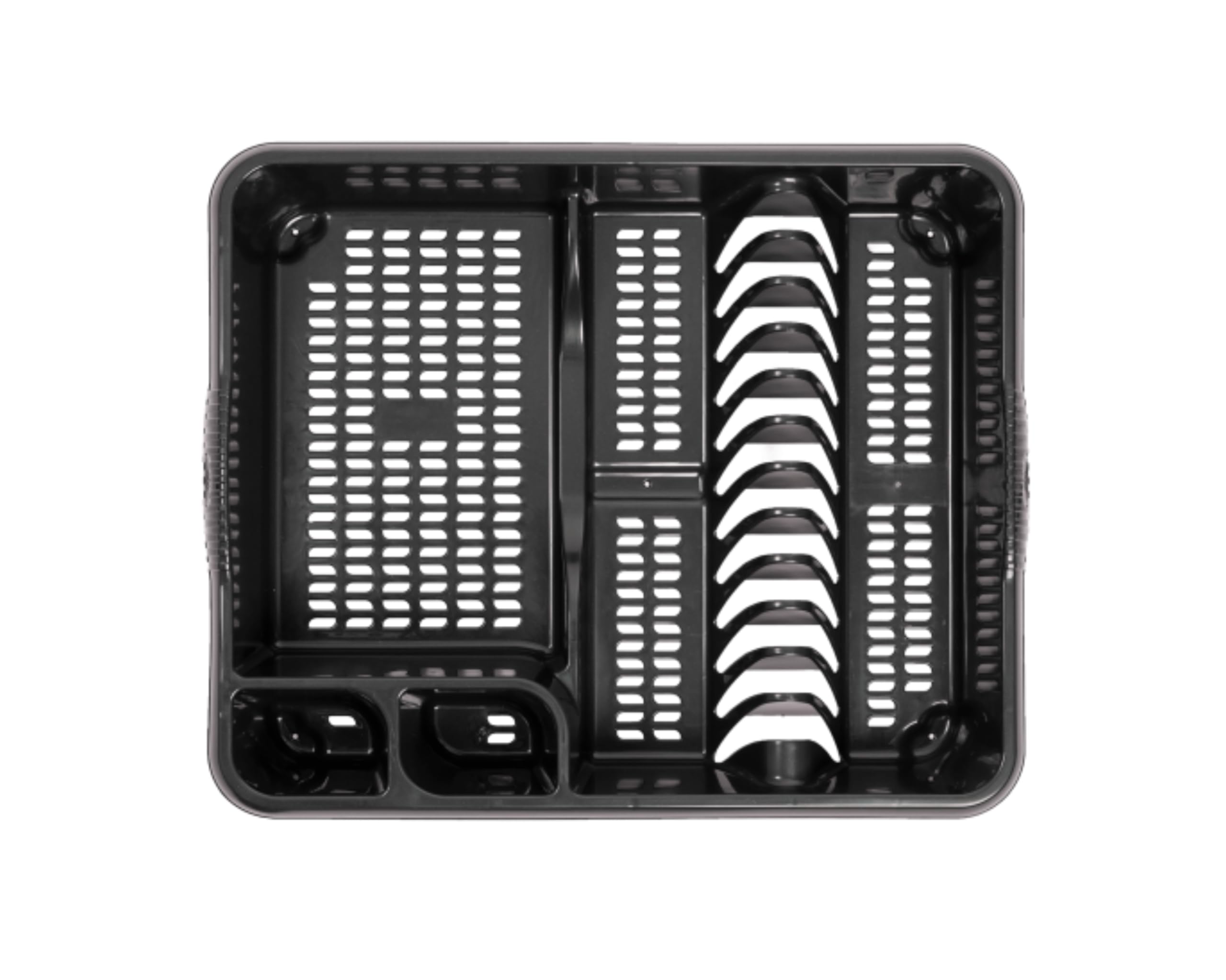 Homey Mart Large Dish Drainer Rack with Cutlery Holder – Strong Plastic Plate Drying Rack Holds Up to 12 Plates – Kitchen Sink Drainer Tray, Durable & Easy Clean – Black - 46.5 x 38 x 9 cm — image 1