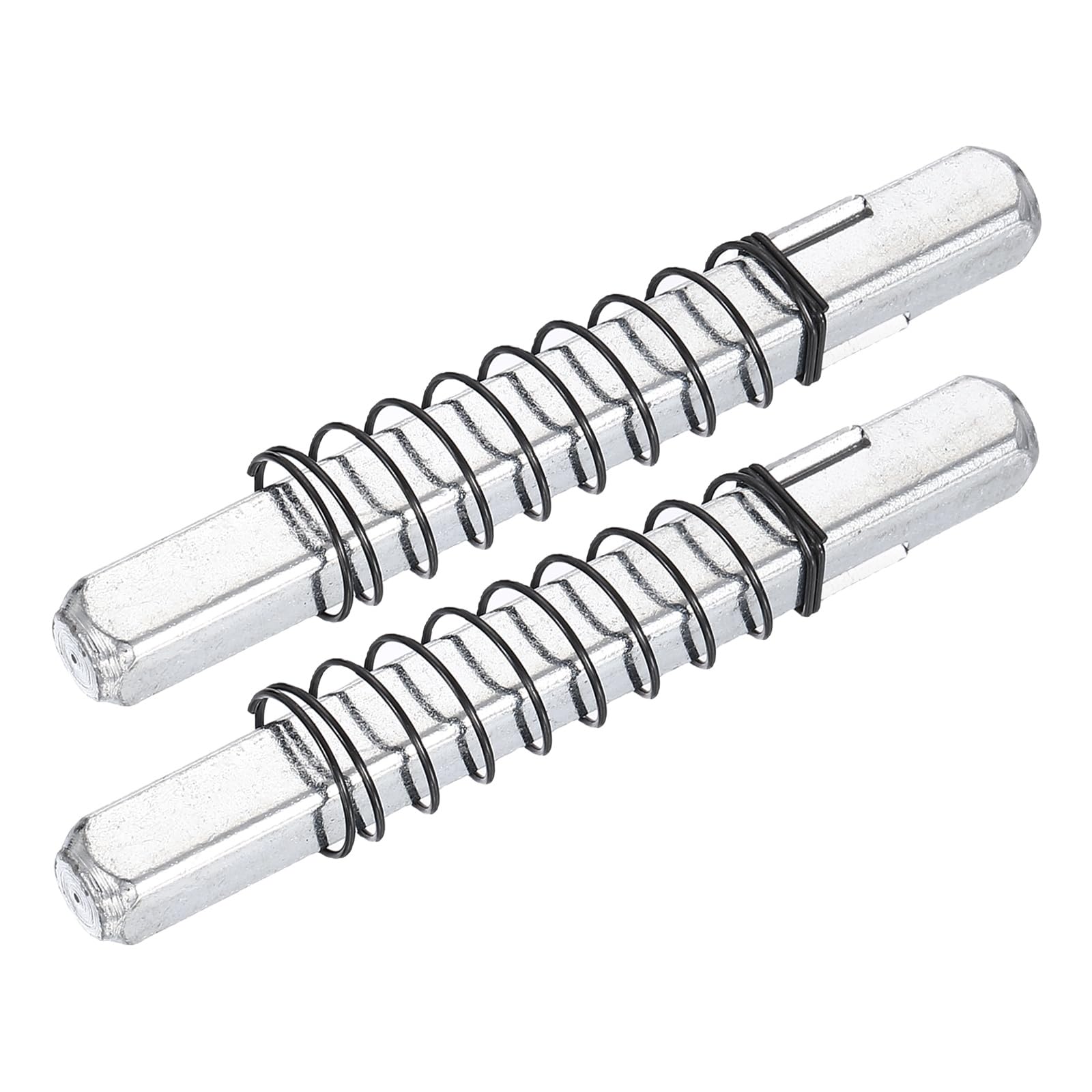 sourcing map 2Pcs Door Knob Spindle, 80mm Spare Door Handle Spindle Bar with Limit Spring, Vintage Straight Knob Replacement Parts for Mechanical Locks, Silver Tone