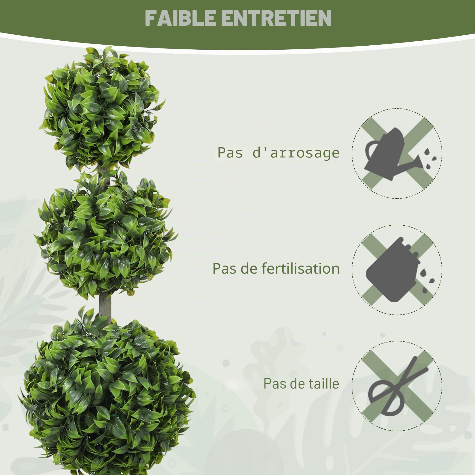 HOMCOM Buis Artificiel 100cm en Pot Lot de 2
