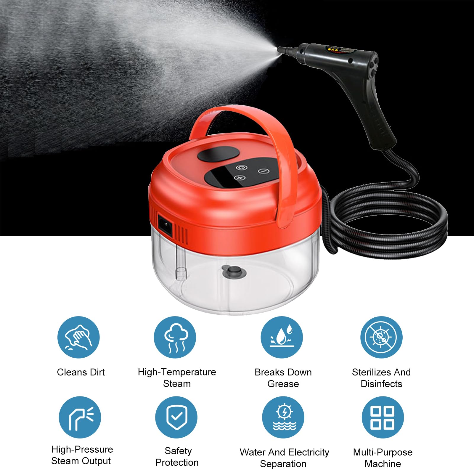 Odkurzacz parowy o mocy 1800 W Wysokotemperaturowa maszyna do czyszczenia parą ze zbiornikiem o pojemności 1700 ml Wielofunkcyjne Szybkie nagrzewanie Regulowane ustawienia (EU Plug 220V)