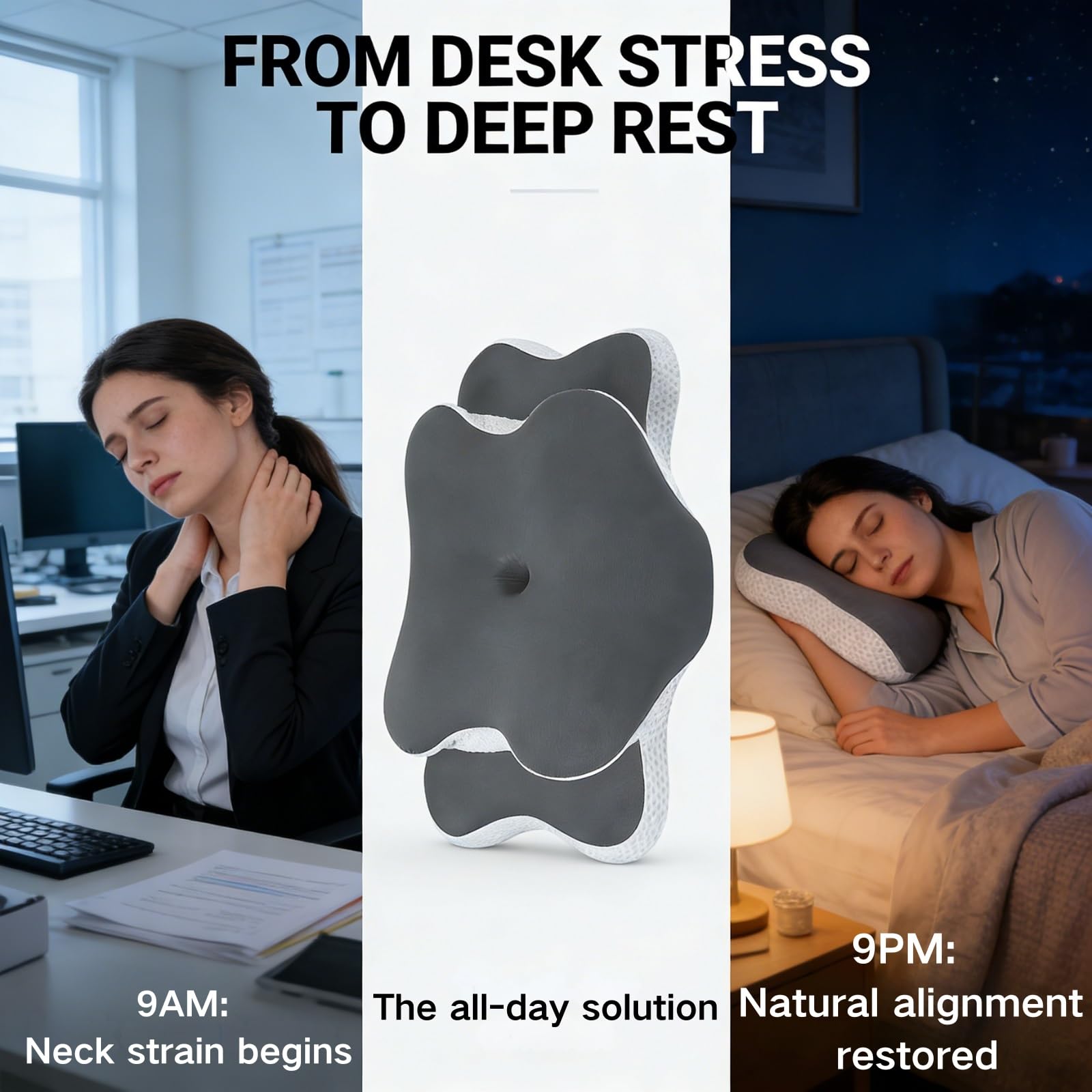 Generisch Kissen-Nacken HerapiekissenKissen 2 Set Ergonomisches RthopädischesKissen, Schlafkissen Anti Schnarch Für Rücken, Seiten Und Bauchschläfer(Dark Gray)