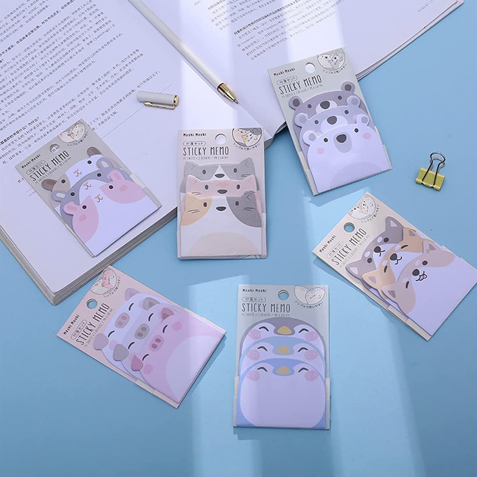 Exbrith 6 Pads 270 Sheets Cute Sticky Notes Animal Sticky Notes Novelty Cute Sticky Notes Set Sheet for Brochures Memos - Image 2