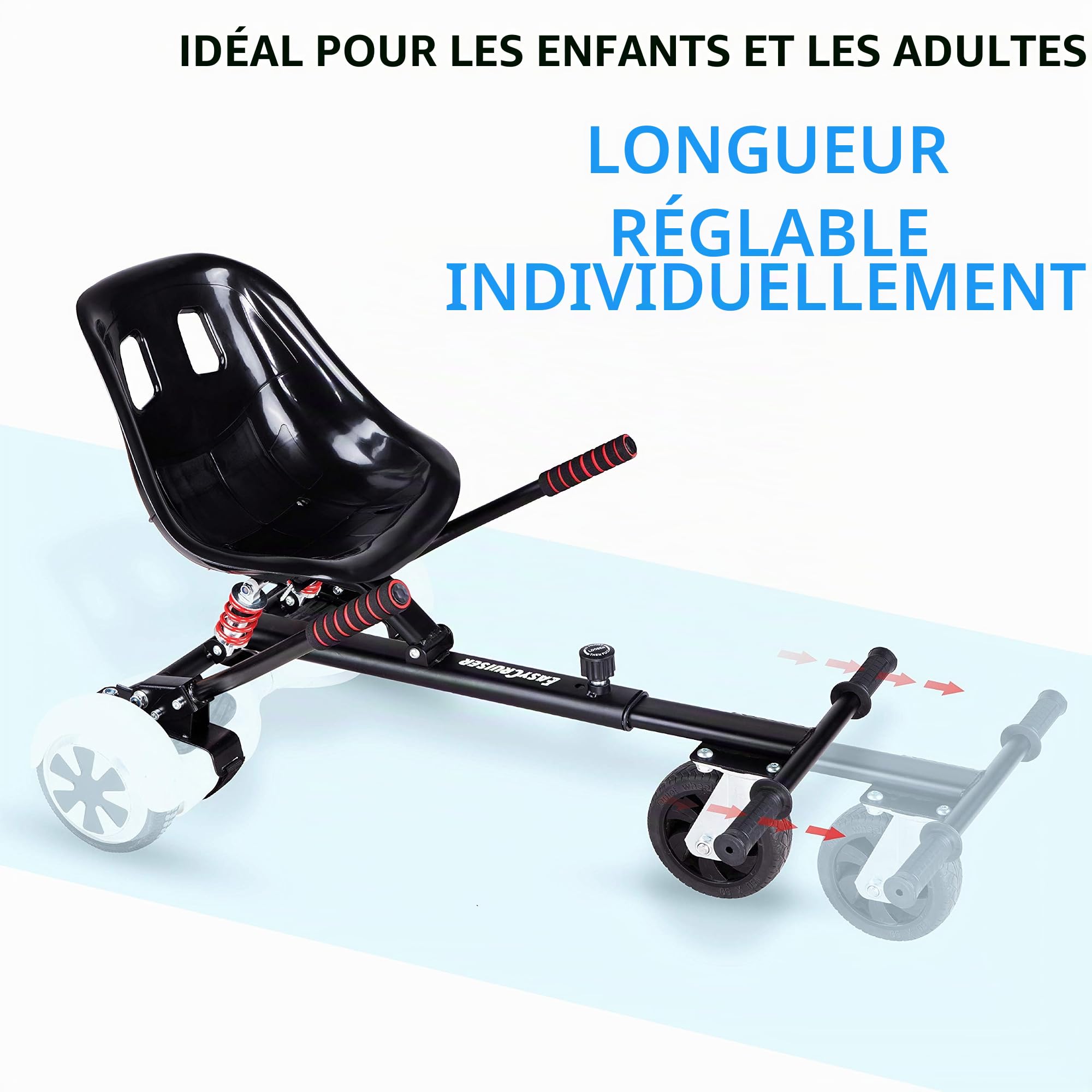 EasyCruiser Pro Siège d'hoverboard haut de gamme avec siège compatible avec 98% des hoverboards 6,5-10" Marque de qualité allemande