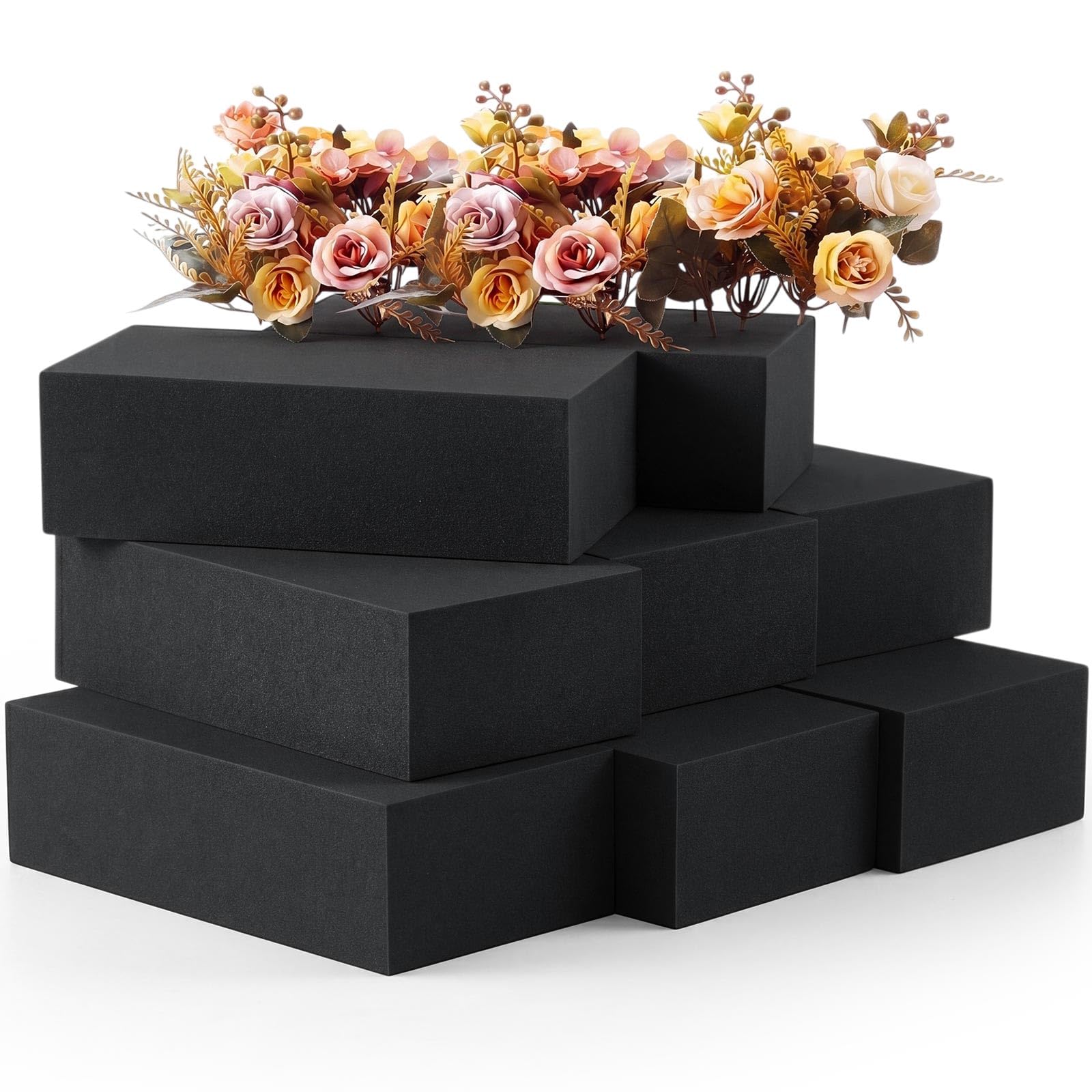 Lallisa 8 Pcs Black Reusable Floral Foam Blocks, 5.5 × 3.1 × 1.7''