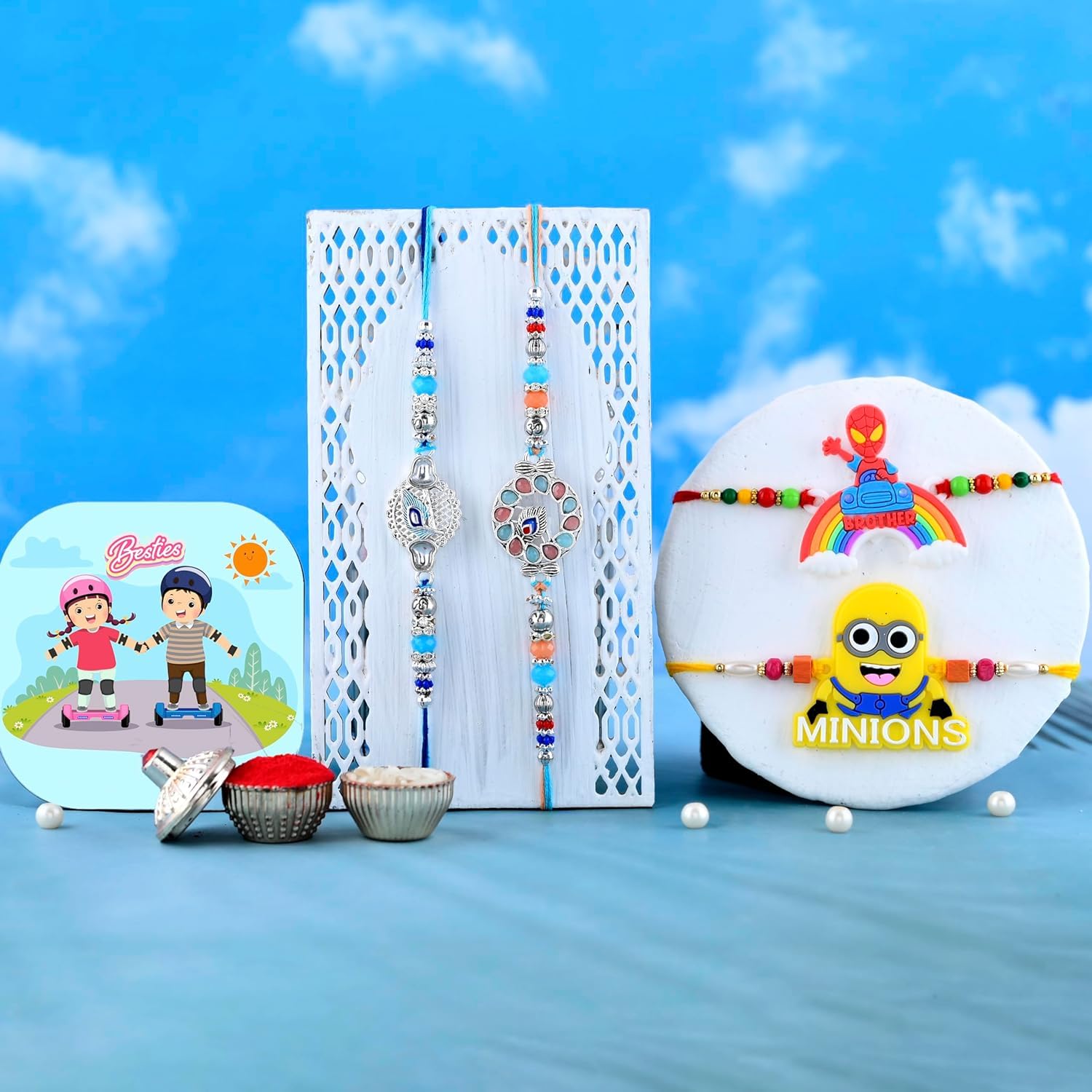 Rakhi for Brother Magnet Gift Combo Rakhi Set Brother Bhaiya Kids Men Girls Sister, Rakhi with Magnet Combo, Fridge Magnet for Door Decor (M3 - Premium Family Combo)