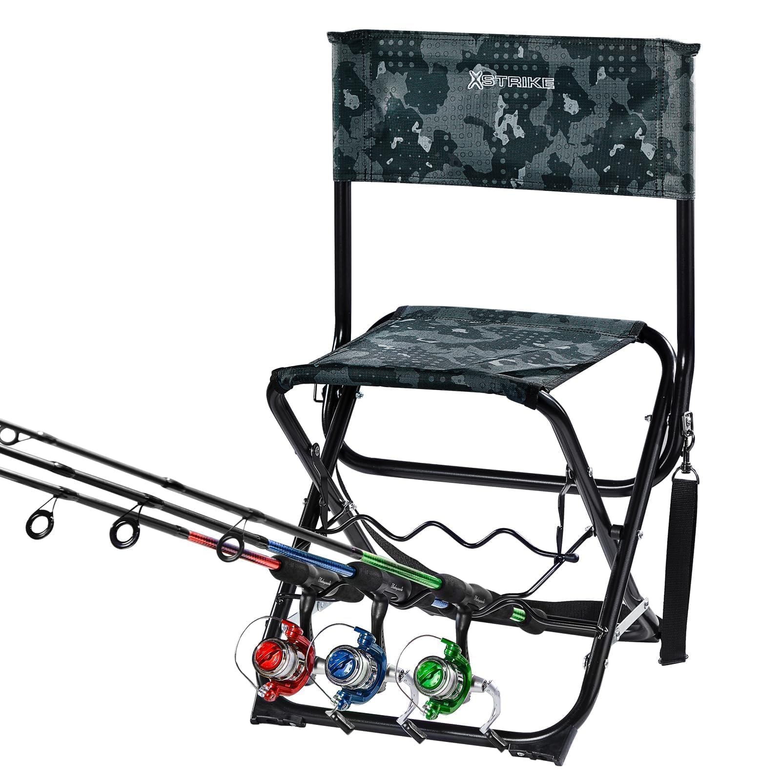 X Strike Portable Fishing Chairs Outdoor Folding Stool for Adults Portable Camping Chair for Ice Fishing,Hunting,Lawn,Patio,Garden,300LBS.