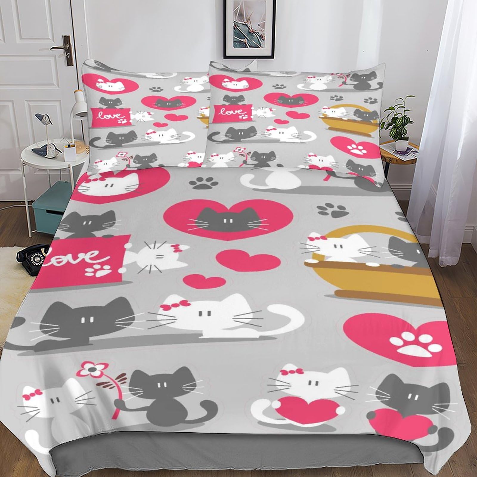 Housse de couette chat 220x240cm le cadeau d'anniversaire parfait pour un enfant