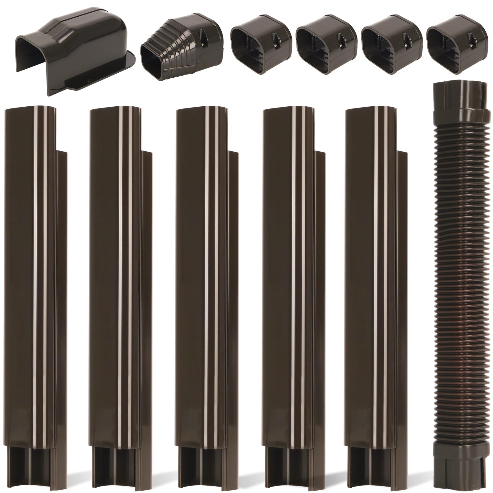 3" W 10 Ft Line Set Cover Kit for Mini Split Air Conditioner Brown Decorative PVC Line Cover Kit for Central Air Conditioner Mini Split AC Cover for Outside Heat Pumps Tubing Cover (3"-10-ft)