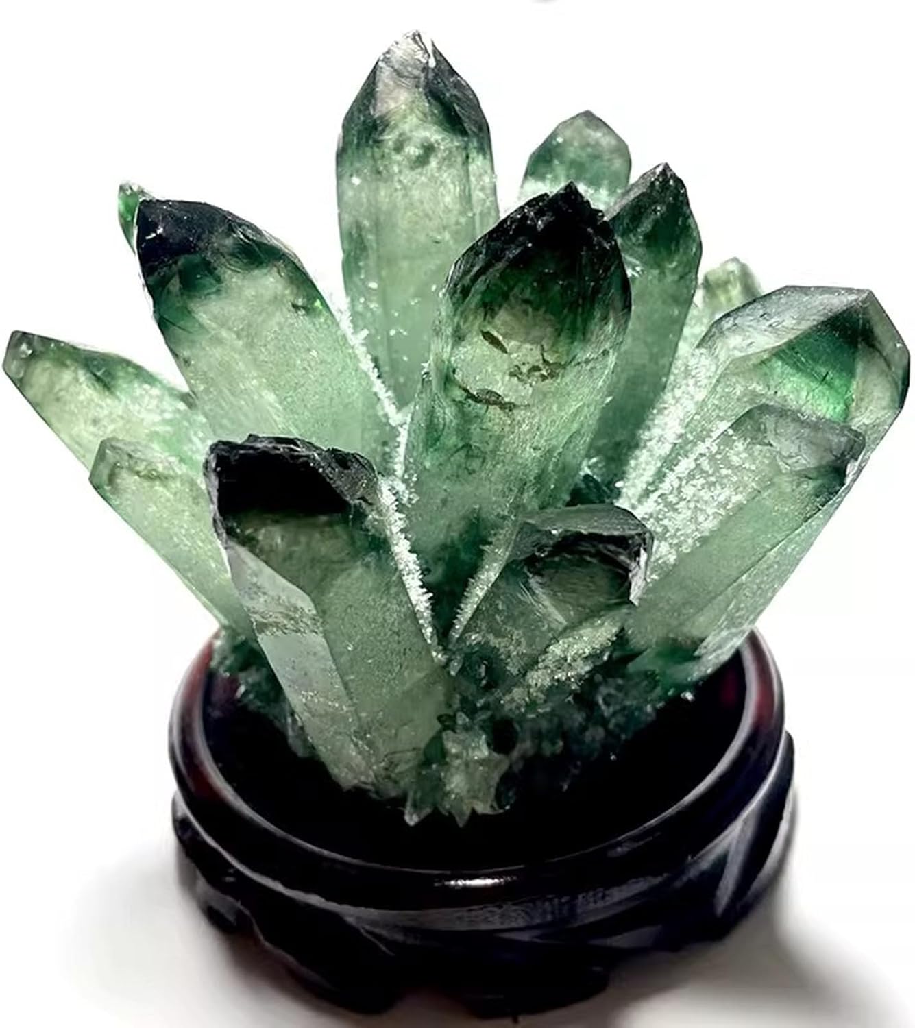 Green Quartz Crystal Cluster for, Crystal Cluster Points,Crystals Ornament for Feng Shui Home Decor and Gift,with Base,1000g