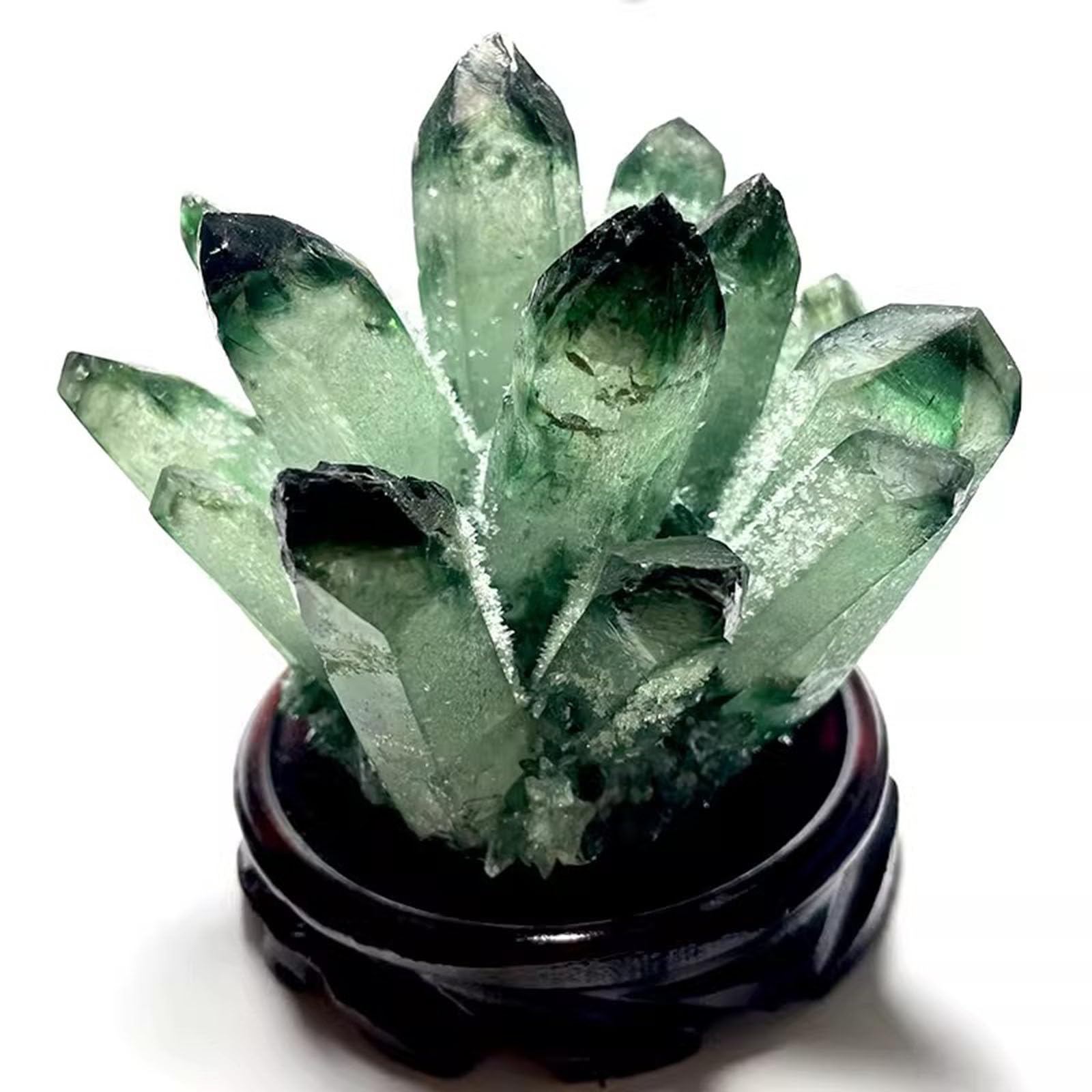 BJXKHFPIV Green Quartz Crystal Cluster for, Crystal Cluster Points,Crystals Ornament for Feng Shui Home Decor and Gift,with Base,1000g