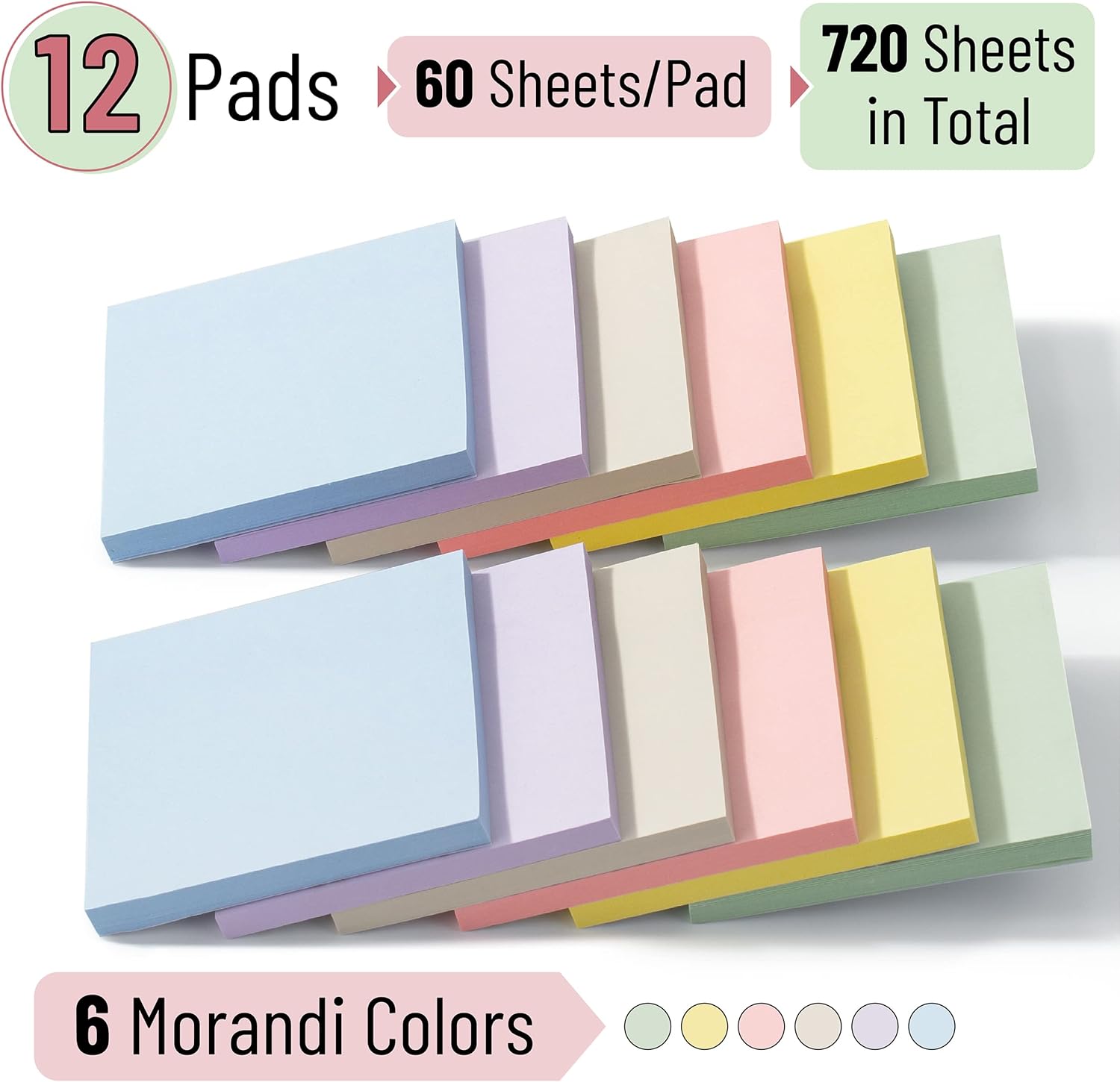 Mr. Pen- Sticky Notes, 3”x3”, 12 Pads, Morandi Colors Sticky Notes, Sticky Note, Self-Stick Note Pads, Sticky Pads Sticky Notes Aesthetic, Colorful Sticky Notes, Sticky Notes Bulk Sticky Notes