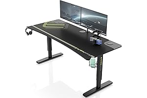 Eureka 63 Inch Manual Height Adjustable Gaming Desk