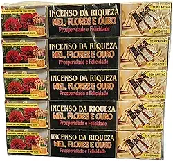 Incenso da Riqueza Mel Flores e Ouro - Prosperidade e Felicidade 3cxs.7v
