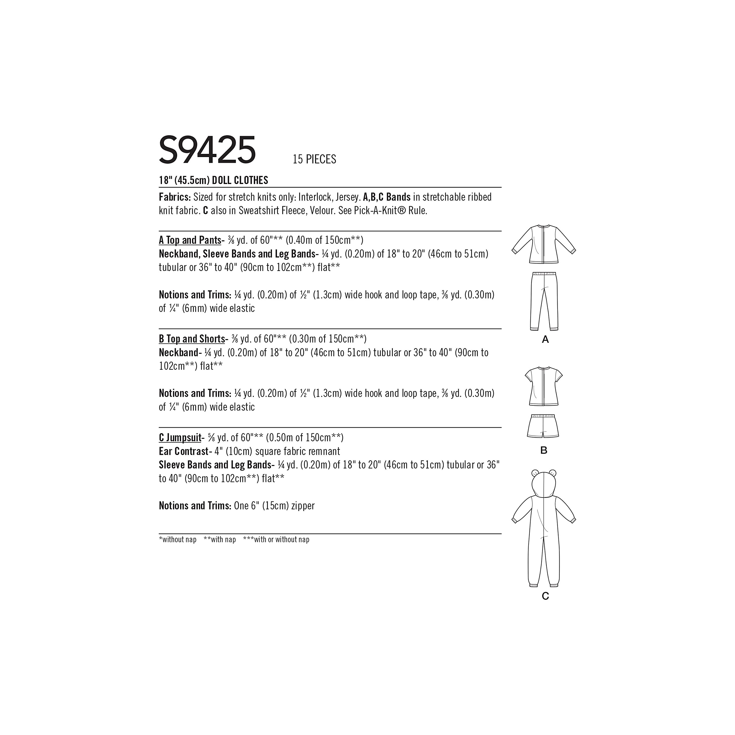 Simplicity Sewing Pattern S9425 Casual Doll Clothes, White - Image 2